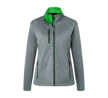 Куртка женская Softshell James Nicholson, серый меланж/зеленый