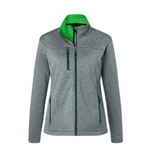 Куртка женская Softshell James Nicholson, серый меланж/зеленый
